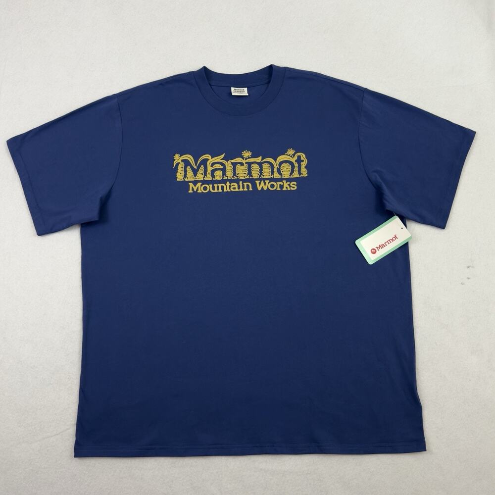 Marmot Mountain T Shirt Mens XXL Twilight Blue Graphic Cairns Tee NWT - Picture 5 of 12